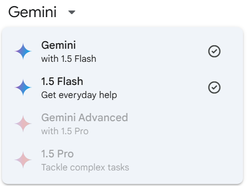 Gemini offers different models based on your subscription plan