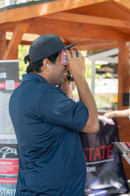 person using goggles