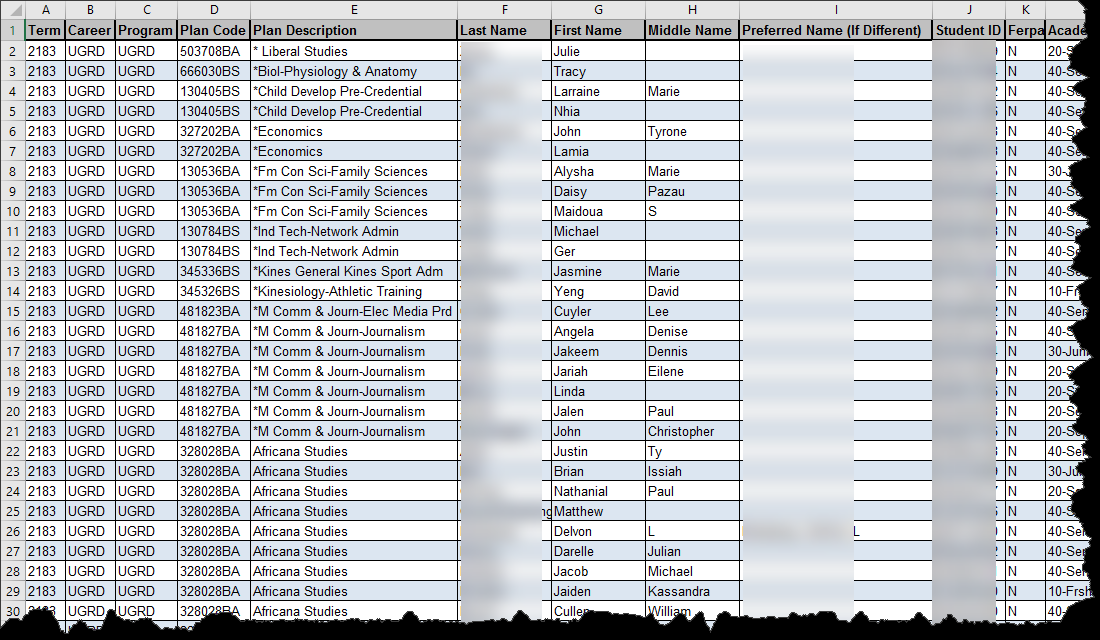 Flexible Student Reporting example output