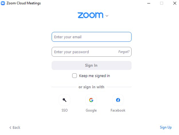 Zoom Login Page