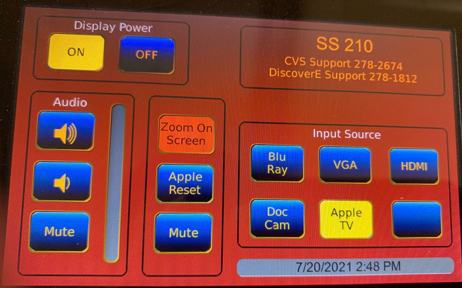 Digital control panel with Zoom on Screen highlighted