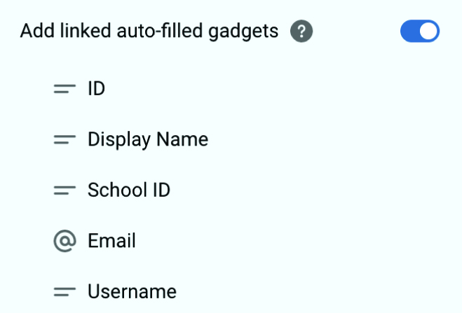 auto-filled gadget options