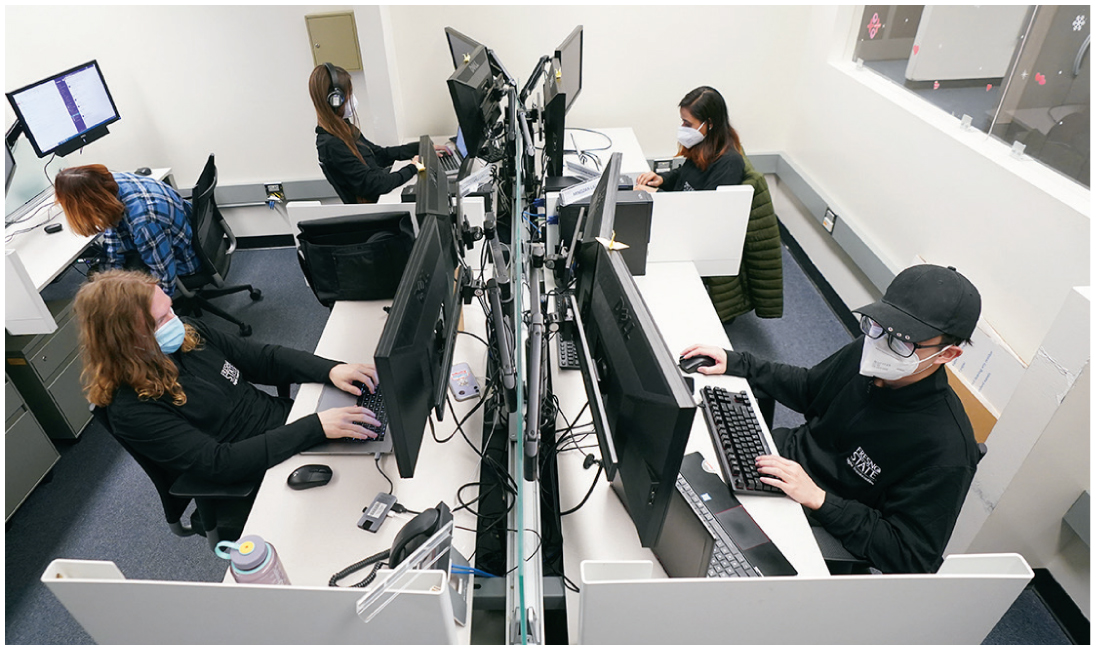 students working at computers