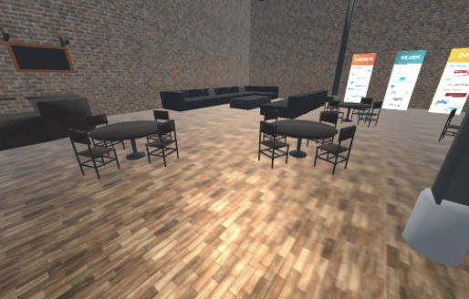 screenshot of the VR world of CSU Cafe - Privacy and Security