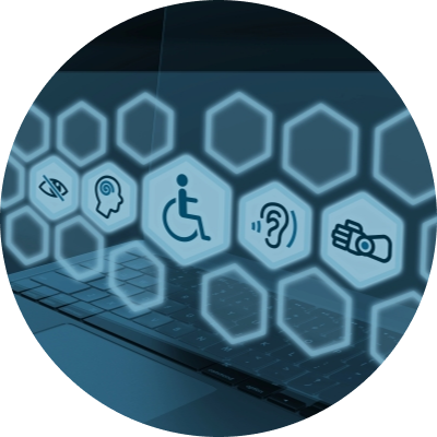 image with various icons signifying different accessibility challenges