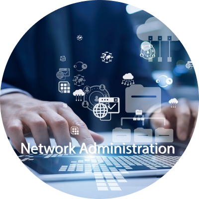 graphic of two hands working on an ipad with icons related to cloud connection and the web