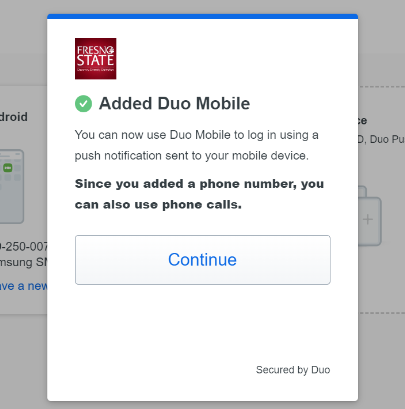 duo mobile successfully added